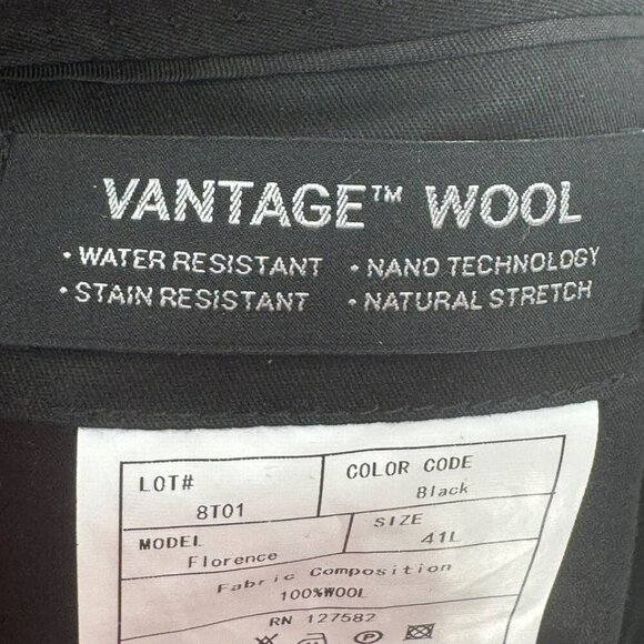 Paul Betenly Mens Black Two Button Wool Suit Jacket Blazer 100% Wool Size 46L - Picture 15 of 16